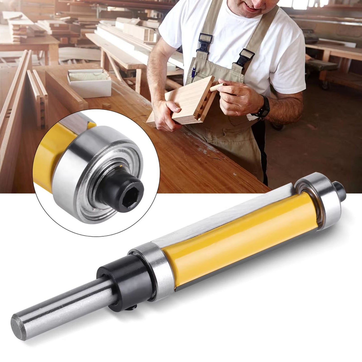 Flush Trim Router Bit With Top And Bottom Bearing  14 Inch Shank Precision Woodworking Cutter 5