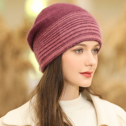 Rabbit Fur Blend Warm Beanie Women Winter Knitted Hat YZK G Letter Streetwear Beanie For Female 5