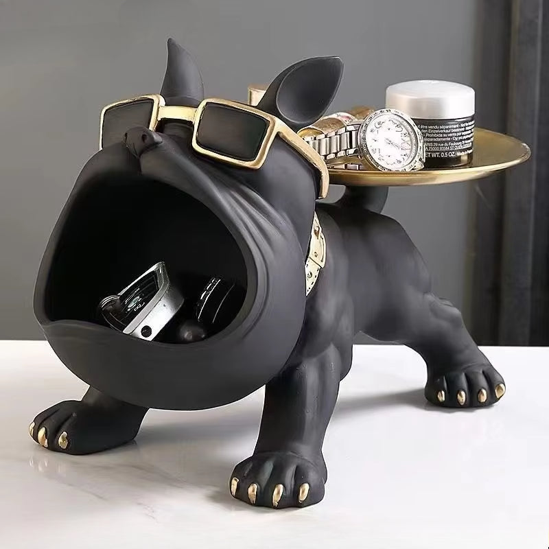 Home Decor Bulldog Figurine, Resin Dog Statue Storage Box, Animal Ornament, Art Sculpture Puppy Figurine for Living Room