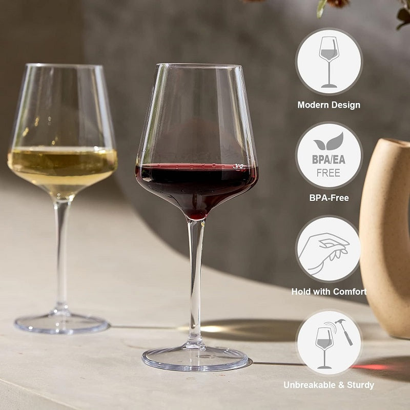 Unbreakable Tritan Plastic Wine Glasses, 2/4/6PCS Set, Floating Pool Goblets for Party, Transparent