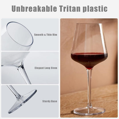Unbreakable Tritan Plastic Wine Glasses, 2/4/6PCS Set, Floating Pool Goblets for Party, Transparent