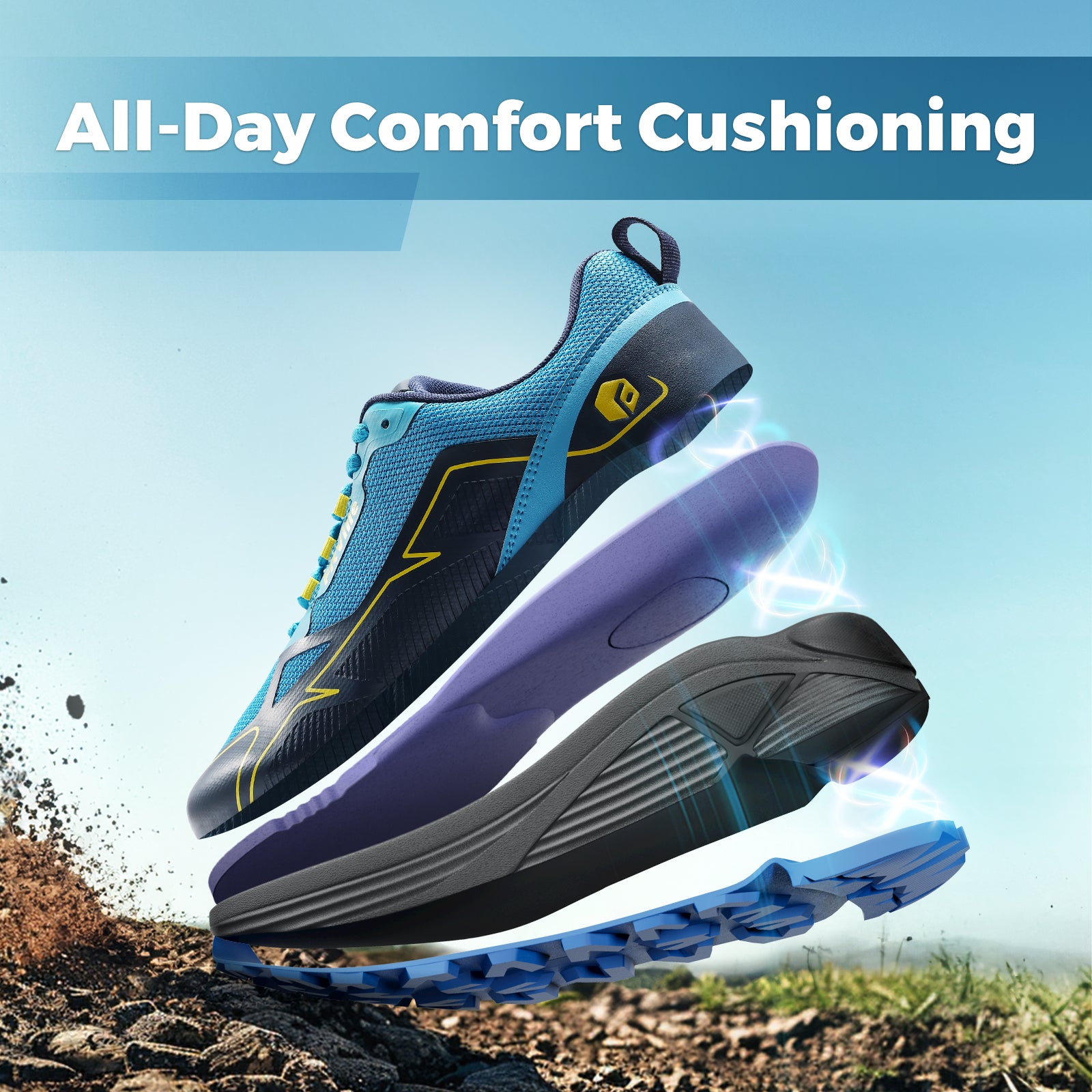 Extra Wide Non-Slip Trail Running Shoes for Men, Lightweight Sneakers for Swollen Feet, Arch Support & Comfort