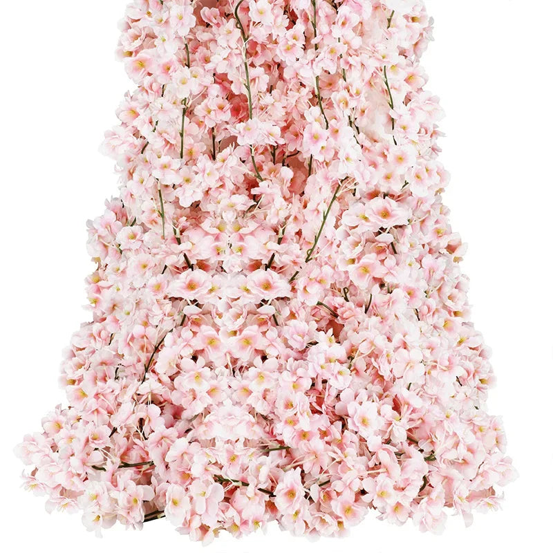 Artificial Flowers, Sakura Garland, Cherry Blossom Vine, Wedding Arch Decoration, Silk Fake Plants, Garden Backdrop