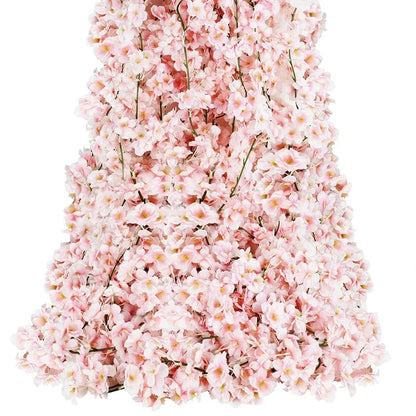 Artificial Flowers, Sakura Garland, Cherry Blossom Vine, Wedding Arch Decoration, Silk Fake Plants, Garden Backdrop