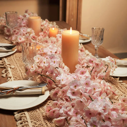 Artificial Flowers, Sakura Garland, Cherry Blossom Vine, Wedding Arch Decoration, Silk Fake Plants, Garden Backdrop