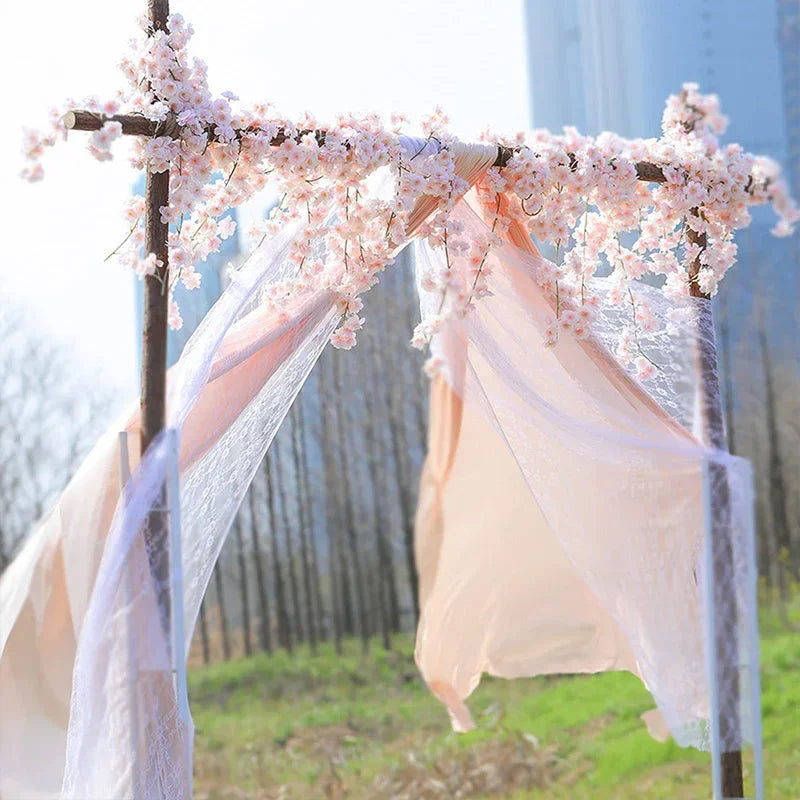 Artificial Flowers, Sakura Garland, Cherry Blossom Vine, Wedding Arch Decoration, Silk Fake Plants, Garden Backdrop