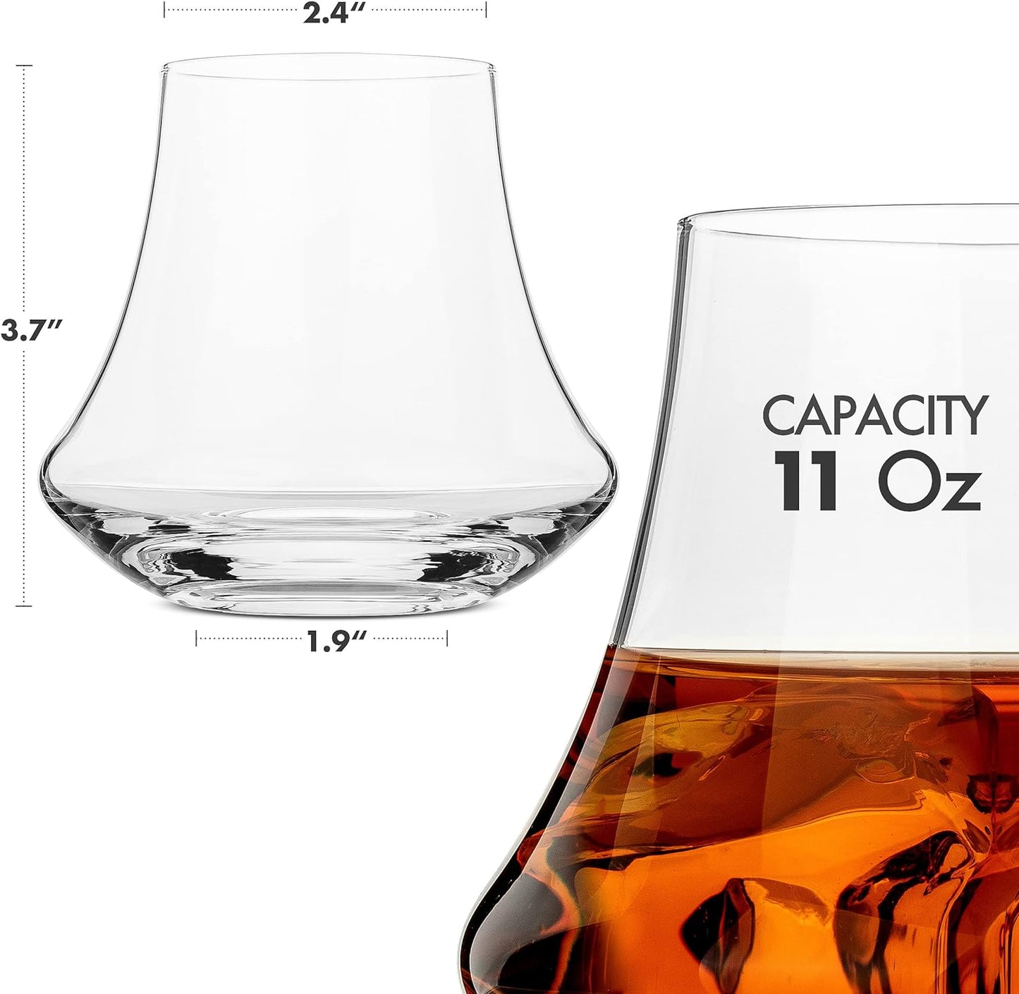 Crafted Lead-Free Crystal Glass, Stemless Barware Set of 2 or 6, for Whiskey, Wine, and Water, Ideal Women's Gift