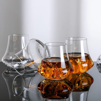 Crafted Lead-Free Crystal Glass, Stemless Barware Set of 2 or 6, for Whiskey, Wine, and Water, Ideal Women's Gift
