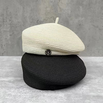 Elegant Straw Fedora, Women's Fashion Summer Beret, Retro Casual Painter Hat, Fine Stereotype Celebrity Style.