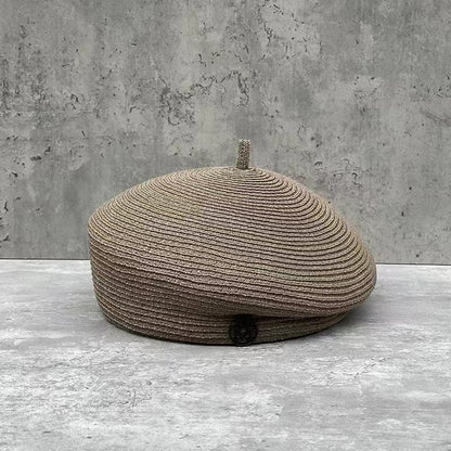 Elegant Straw Fedora, Women's Fashion Summer Beret, Retro Casual Painter Hat, Fine Stereotype Celebrity Style.