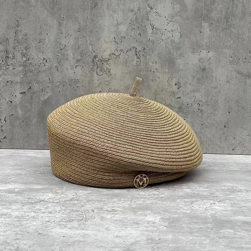 Elegant Straw Fedora, Women's Fashion Summer Beret, Retro Casual Painter Hat, Fine Stereotype Celebrity Style.