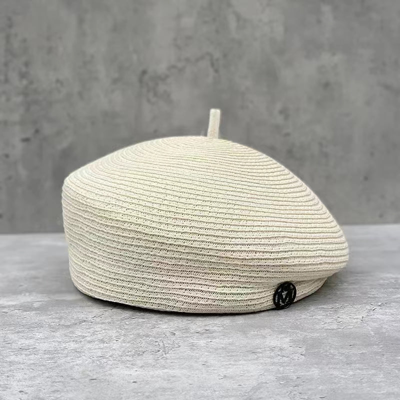 Elegant Straw Fedora, Women's Fashion Summer Beret, Retro Casual Painter Hat, Fine Stereotype Celebrity Style.