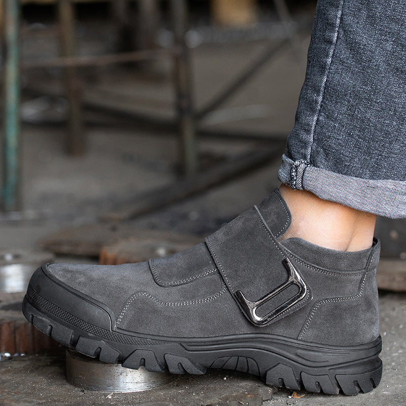 Indestructible Men Work Safety Shoes with Steel Toe, Anti-Smashing Puncture Proof Construction Boots for Heavy-Duty