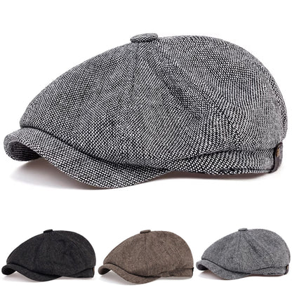 Retro Peaky Diamond Check Beret, Men Casual Octagonal Cap, Hip Hop Style Newsboy Hat, Spring Autumn Casual Hat.