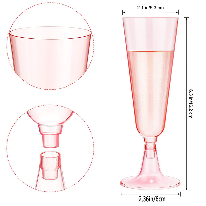 Pink Champagne Flutes 10Pcs Disposable Plastic Cups Wedding Party Supplies Birthday Bar Drinkware 1