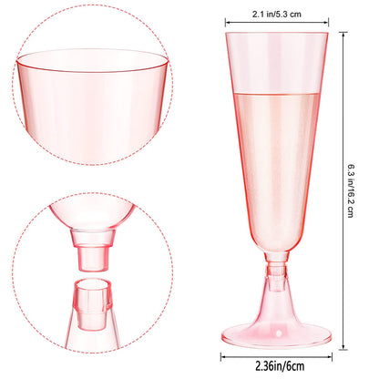 Pink Champagne Flutes 10Pcs Disposable Plastic Cups Wedding Party Supplies Birthday Bar Drinkware 1