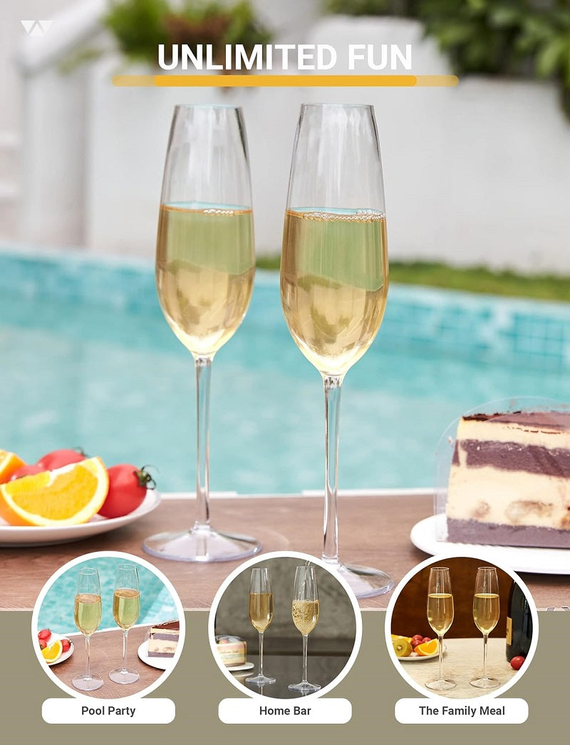 Floating Champagne Flutes Set Unbreakable Tritan Plastic Sparkling Wine Glasses For Pool Wedding Pa 1
