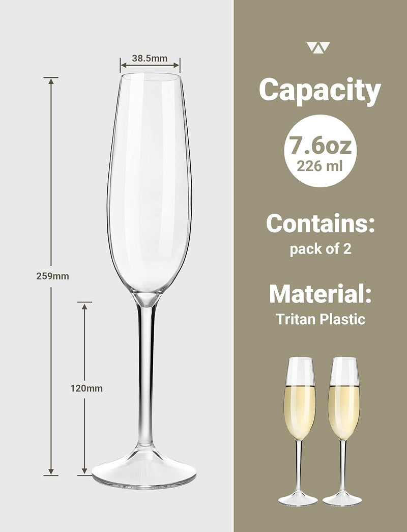 Floating Champagne Flutes Set Unbreakable Tritan Plastic Sparkling Wine Glasses For Pool Wedding Pa 2