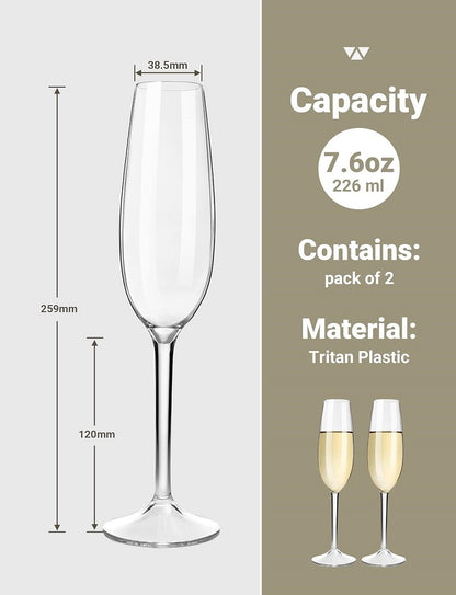 Floating Champagne Flutes Set Unbreakable Tritan Plastic Sparkling Wine Glasses For Pool Wedding Pa 2