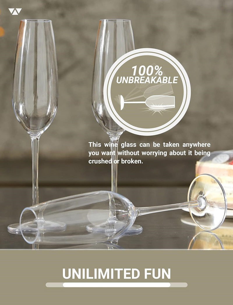 Floating Champagne Flutes Set Unbreakable Tritan Plastic Sparkling Wine Glasses For Pool Wedding Pa 3