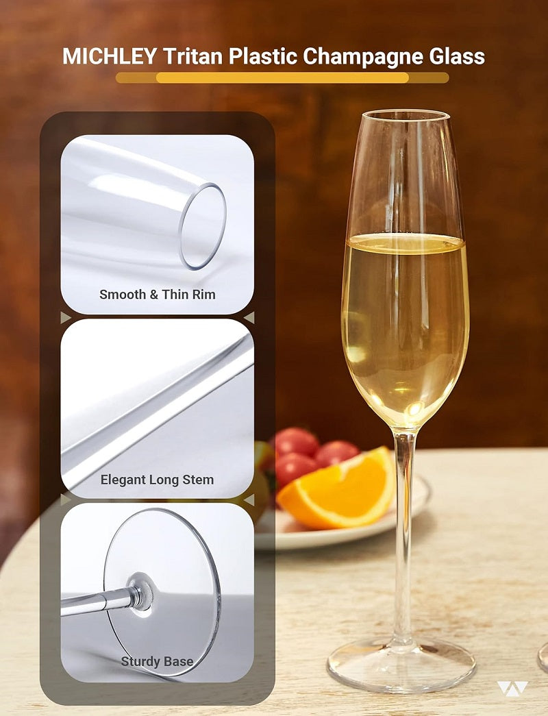 Floating Champagne Flutes Set Unbreakable Tritan Plastic Sparkling Wine Glasses For Pool Wedding Pa 4