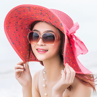 Straw Hat Korean Seaside Women Summer Beach Travel Foldable Big Hat Brim Fashion Sunshade Sunblock  8