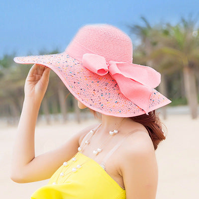 Straw Hat Korean Seaside Women Summer Beach Travel Foldable Big Hat Brim Fashion Sunshade Sunblock  9