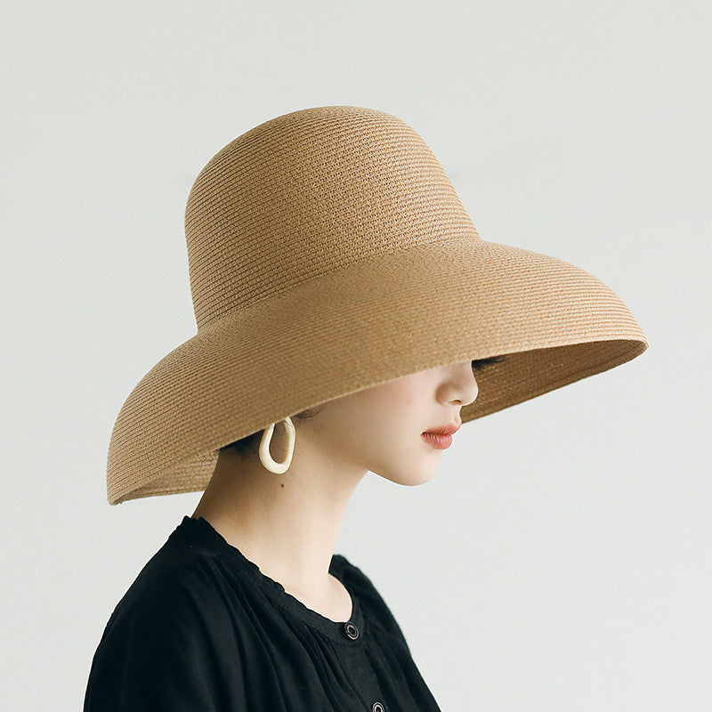 Straw Hat Korean Seaside Women Summer Beach Travel Foldable Big Hat Brim Fashion Sunshade Sunblock  11