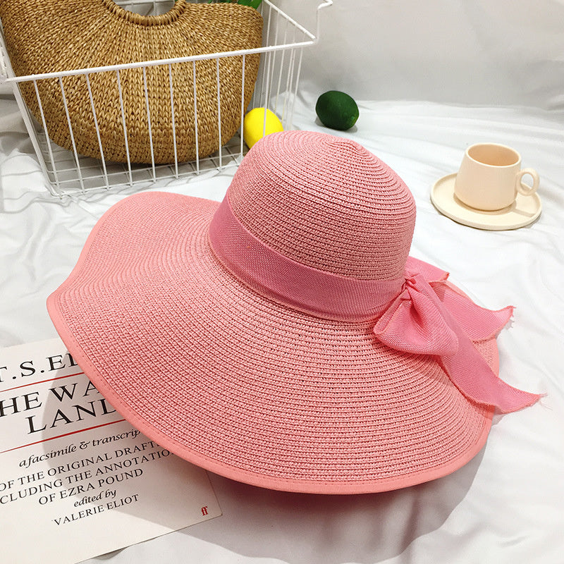 Straw Hat Korean Seaside Women Summer Beach Travel Foldable Big Hat Brim Fashion Sunshade Sunblock  12