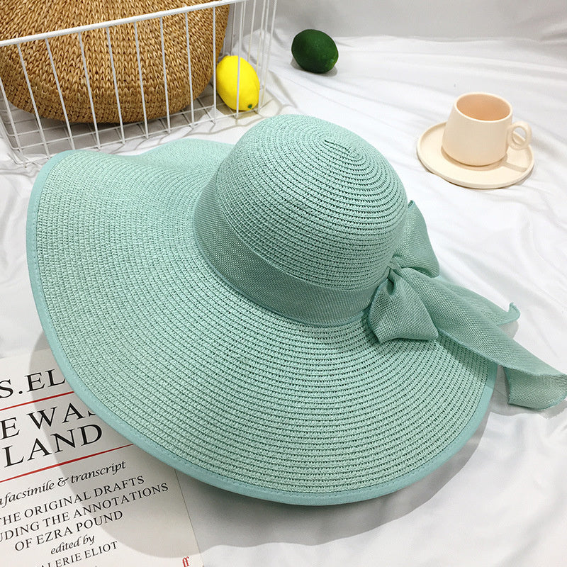 Straw Hat Korean Seaside Women Summer Beach Travel Foldable Big Hat Brim Fashion Sunshade Sunblock  13