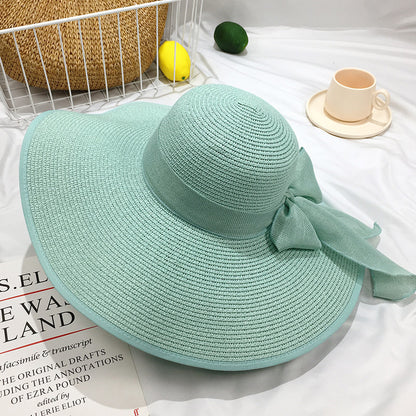 Straw Hat Korean Seaside Women Summer Beach Travel Foldable Big Hat Brim Fashion Sunshade Sunblock  13