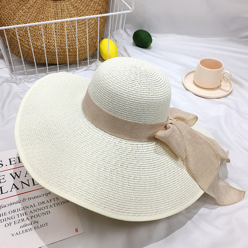 Straw Hat Korean Seaside Women Summer Beach Travel Foldable Big Hat Brim Fashion Sunshade Sunblock  15