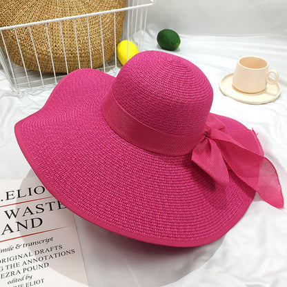 Straw Hat Korean Seaside Women Summer Beach Travel Foldable Big Hat Brim Fashion Sunshade Sunblock  20
