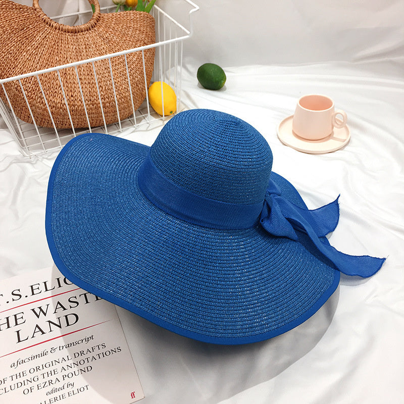 Straw Hat Korean Seaside Women Summer Beach Travel Foldable Big Hat Brim Fashion Sunshade Sunblock  21