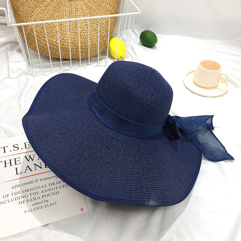 Straw Hat Korean Seaside Women Summer Beach Travel Foldable Big Hat Brim Fashion Sunshade Sunblock  22