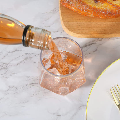 Hexagonal Whiskey Glass, Gold Edged Diamond Glass, Transparent Plastic Household Tumbler, Foreign Wine Glass