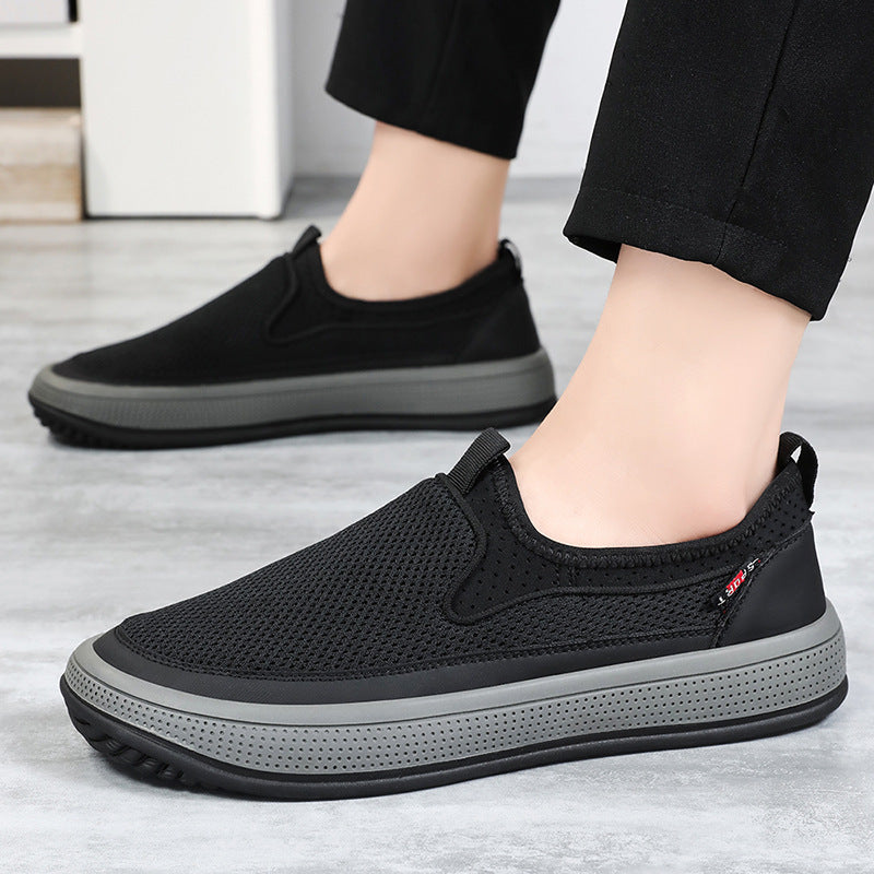 Lightweight Mens Mesh Shoes For Summer Breathable Soft Sole Casual Walking Shoes With Solid Color V 3