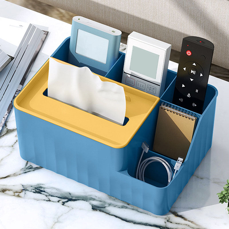 Multi functional Tissue Box with Remote Holder, Desk Organiser for Living Room, Kitchen, Office Plastic Storage