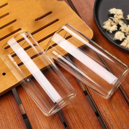 Large Capacity 250ml Glass Tumbler Straight Glass For Cold Drinks Coffee And Milk Creative Family C 2