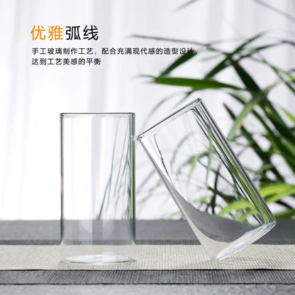 Large Capacity 250ml Glass Tumbler Straight Glass For Cold Drinks Coffee And Milk Creative Family C 3