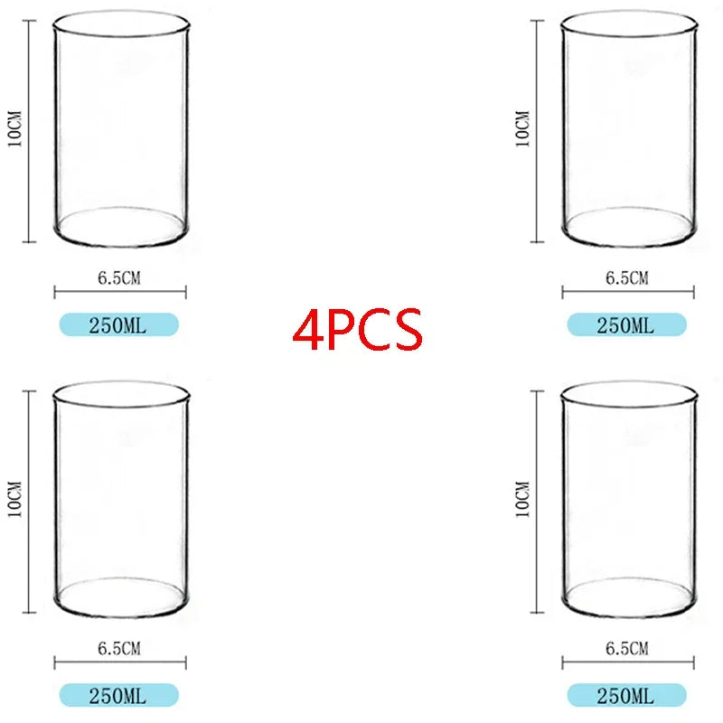Large Capacity 250ml Glass Tumbler Straight Glass For Cold Drinks Coffee And Milk Creative Family C 7