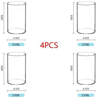 Large Capacity 250ml Glass Tumbler Straight Glass For Cold Drinks Coffee And Milk Creative Family C 7