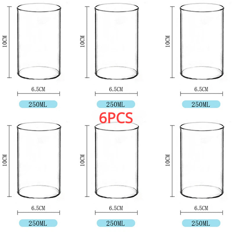 Large Capacity 250ml Glass Tumbler Straight Glass For Cold Drinks Coffee And Milk Creative Family C 8