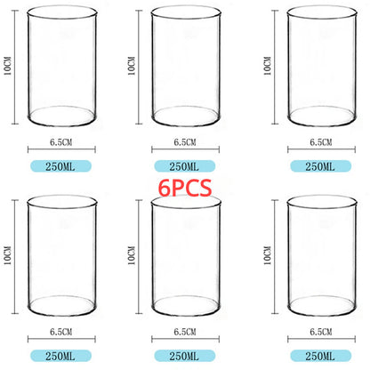 Large Capacity 250ml Glass Tumbler Straight Glass For Cold Drinks Coffee And Milk Creative Family C 8