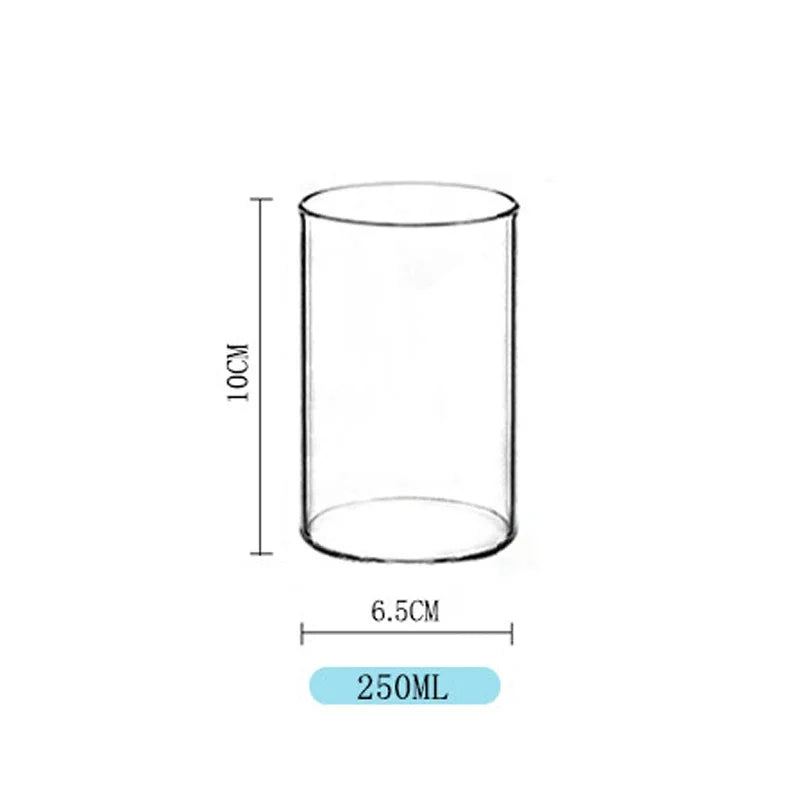 Large Capacity 250ml Glass Tumbler Straight Glass For Cold Drinks Coffee And Milk Creative Family C 6
