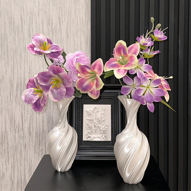 Modern Plastic Flower Vase, White Black Aesthetic, Room Decoration, Floral Arrangement Bottle