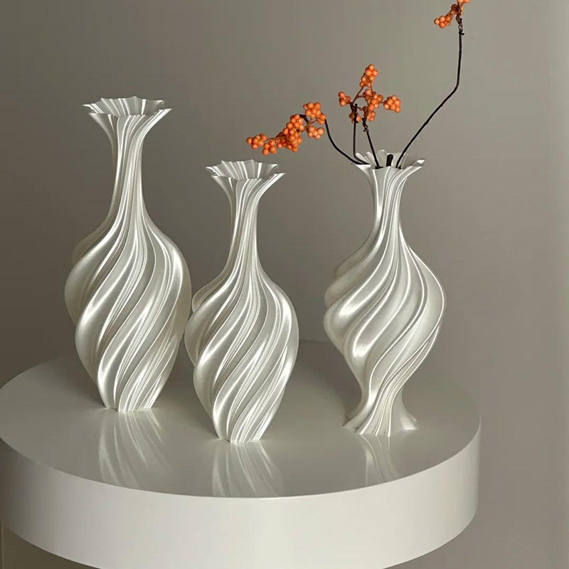 Modern Plastic Flower Vase, White Black Aesthetic, Room Decoration, Floral Arrangement Bottle