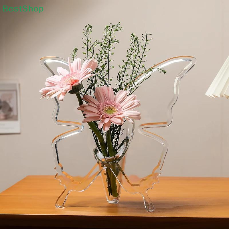 Transparent Acrylic Photo Frame, Butterfly Vase, Niche Hydroponic Flower Arrangement Decoration