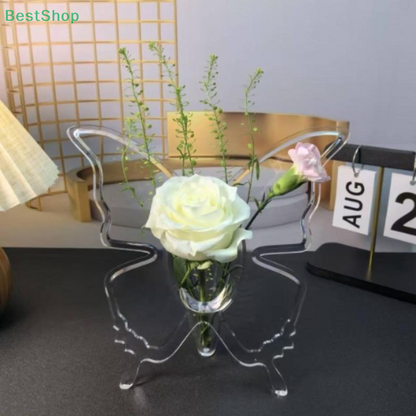 Transparent Acrylic Photo Frame, Butterfly Vase, Niche Hydroponic Flower Arrangement Decoration