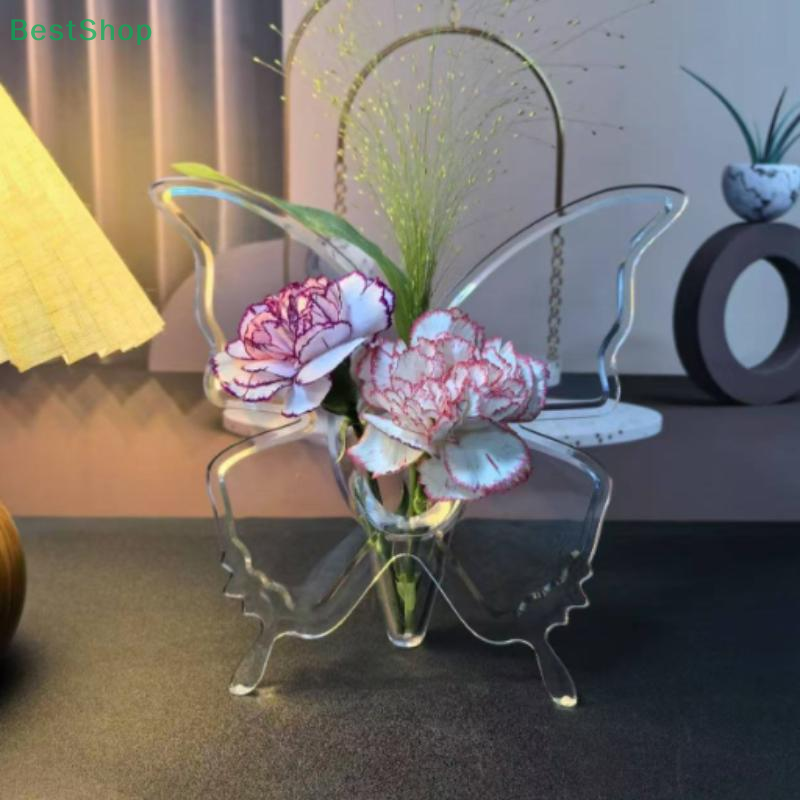 Transparent Acrylic Photo Frame, Butterfly Vase, Niche Hydroponic Flower Arrangement Decoration